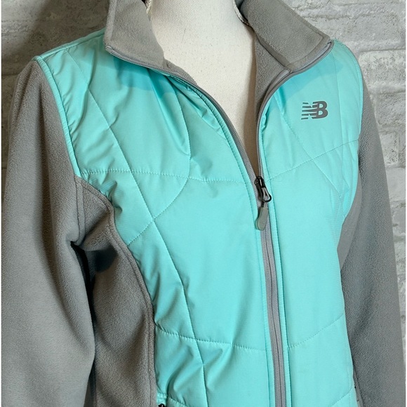 New Balance mint green and gray fleece zip front jacket size M - Picture 2 of 5